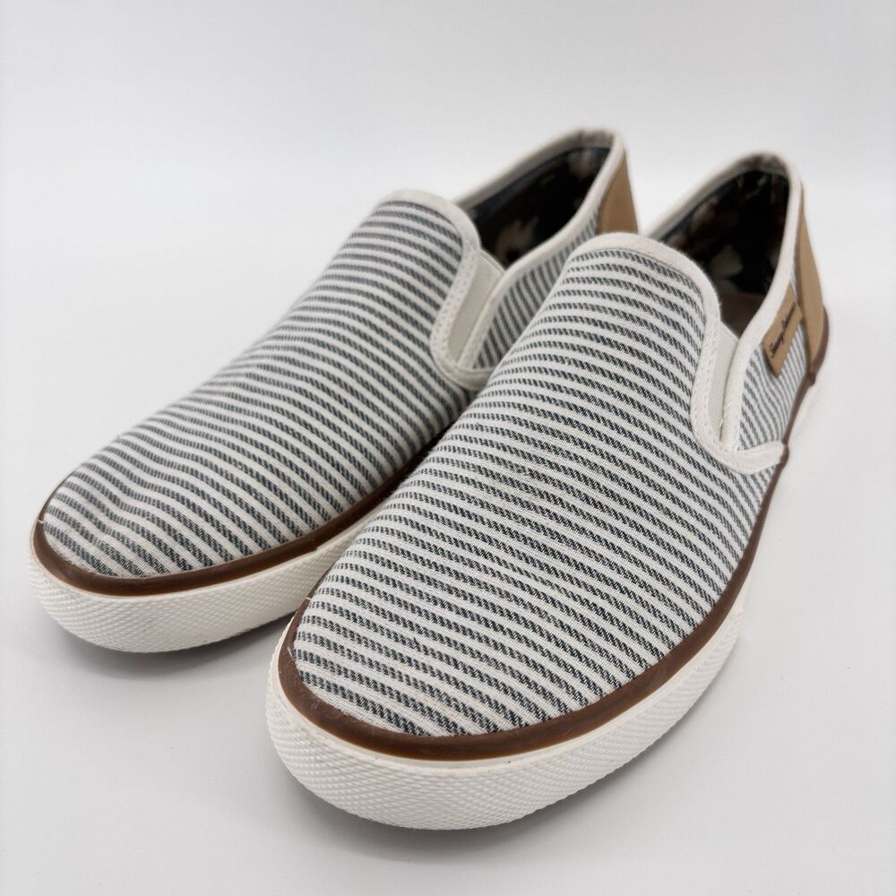 Tommy Bahama Women's 9 Slip On Sneakers Gray White Striped TBF21WVL025A